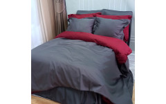 Постільна білизна ДУЕТ ANTHRACITE/WINE BORDO Premium Сатин MERISET