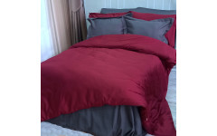 Постільна білизна ДУЕТ ANTHRACITE/WINE BORDO Premium Сатин MERISET