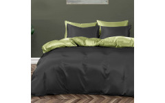 Постільна білизна ДУЕТ BLACK/PISTACHIO Premium Premium Сатин однотон MERISET Постільна білизна ДУЕТ BLACK/PISTACHIO Premium Premium Сатин однотон MERISET