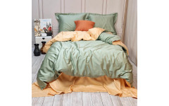Постільна білизна ДУЕТ GREEN FOG/SOFT PEACH Premium Сатин однотон MERISET