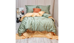 Постільна білизна ДУЕТ GREEN FOG/SOFT PEACH Premium Сатин однотон MERISET