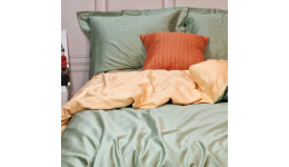 Постільна білизна ДУЕТ GREEN FOG/SOFT PEACH Premium Сатин однотон MERISET