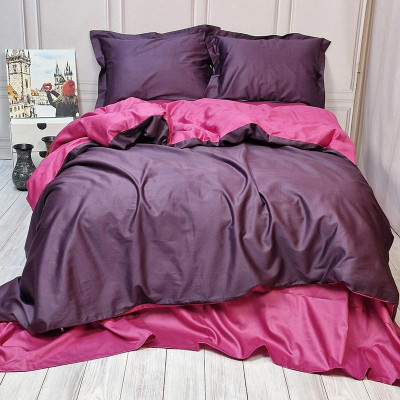 Постільна білизна ДУЕТ VIOLET FLOWER/BERRY Premium Сатин однотон MERISET