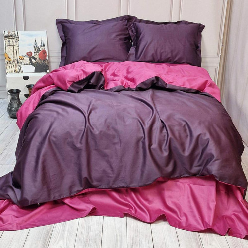 Постільна білизна ДУЕТ VIOLET FLOWER/BERRY Premium Сатин однотон MERISET