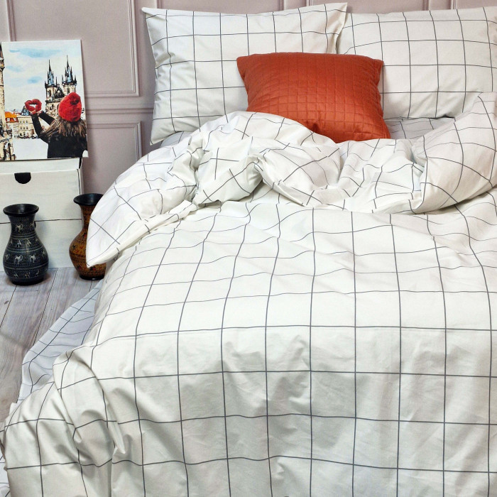 Постільна білизна Тартан білий ранфорс MERISET