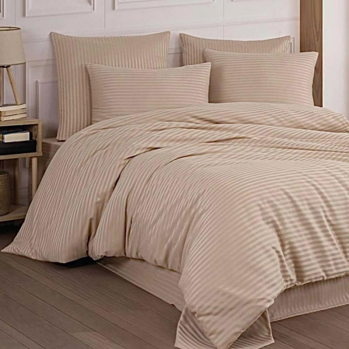 Постільна білизна Бежевий страйп Бязь Люкс MERISET Постільна білизна Бежевий страйп Бязь Люкс MERISET